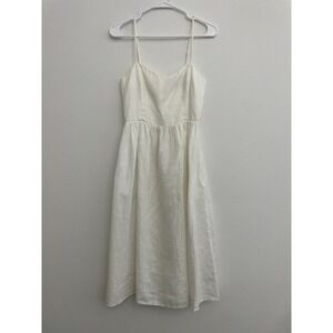 Reformation Linen Dress Women 4 White Midi A Line Sundress Coastal Graduation